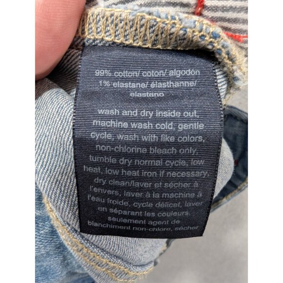 Tommy Hilfiger Denim Shorts Womens SZ 6 Blue whiskers Bermuda Rolled Cuffs Boho - Picture 14 of 14
